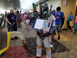 Size: 960x720 | Tagged: boba fett, bronycon, bronycon 2018, clothes, cosplay, costume, derpibooru import, human, irl, irl human, photo, rainbow dash, safe, star wars