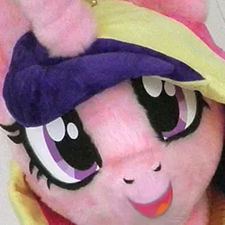 Size: 359x359 | Tagged: artist:qtpony, close-up, clothes, cosplay, costume, cute, cutedance, defictionalization, derpibooru import, edit, face, fursuit, hi anon, irl, looking at you, meme, photo, princess cadance, safe, smiling, solo