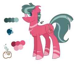 Size: 2148x1808 | Tagged: artist:thepegasisterpony, chest fluff, color palette, derpibooru import, freckles, hybrid, male, oc, oc:watermelon tourmaline, offspring, parent:big macintosh, parents:macora, parent:zecora, safe, simple background, solo, stallion, transparent background, unofficial characters only, zony