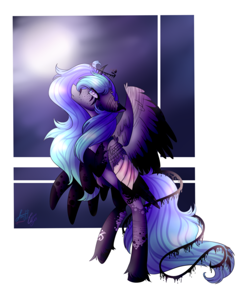 Size: 1024x1268 | Tagged: safe, artist:wasatgemini, derpibooru import, oc, oc:akira, unofficial characters only, alicorn, pony, bandage, female, mare, simple background, solo, transparent background