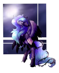 Size: 1024x1268 | Tagged: safe, artist:wasatgemini, derpibooru import, oc, oc:akira, unofficial characters only, alicorn, pony, bandage, female, mare, simple background, solo, transparent background