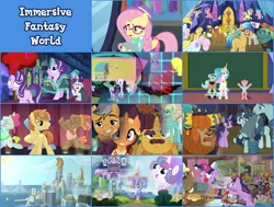 Size: 1226x927 | Tagged: safe, derpibooru import, edit, edited screencap, screencap, big daddy mccolt, bigger jim, coloratura, coriander cumin, dandy dispatch, feather bangs, fluttershy, junebug, meadow song, on stage, overcast (character), parasol, pearly stitch, plunkett, prince rutherford, princess celestia, princess flurry heart, quibble pants, rarity, raspberry beret, saffron masala, starlight glimmer, svengallop, written script, zephyr breeze, bat pony, pony, yak, a flurry of emotions, all bottled up, bats!, every little thing she does, fame and misfortune, flutter brutter, hard to say anything, horse play, it isn't the mane thing about you, rarity takes manehattan, spice up your life, stranger than fan fiction, the crystalling, the hooffields and mccolts, twilight time, 4chan, castle, countess coloratura, flutterbat, manehattan, mccolt family, quantum leap, race swap