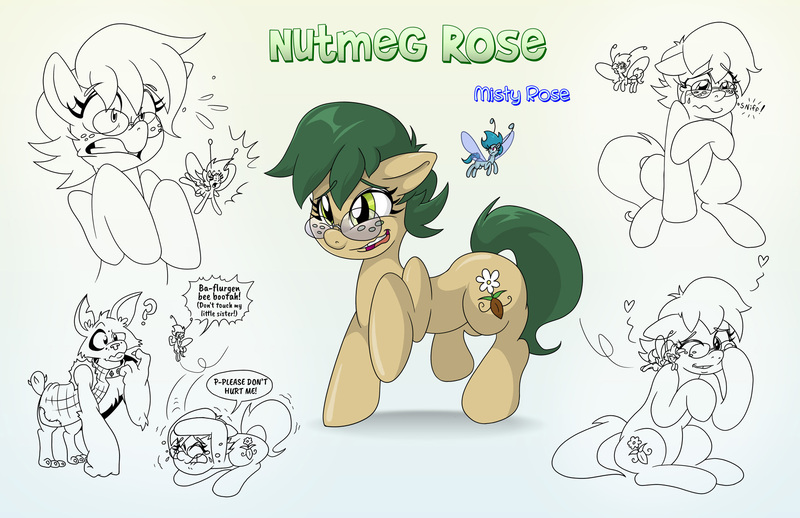 Size: 1700x1100 | Tagged: safe, artist:willdabeard, derpibooru import, oc, oc:flurry, oc:mutt, oc:nutmeg, oc:nutmeg rose, breezie, diamond dog, earth pony, pony, breezie oc, comic, confused, crying, frightened, grin, heart, micro, nervous, nervous grin, scared, smiling, startled, tears of fear, tears of joy