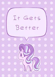 Size: 907x1272 | Tagged: safe, artist:typhwosion, derpibooru import, starlight glimmer, pony, unicorn, dialogue, it gets better, looking at you, positive ponies, smiling, solo, wholesome