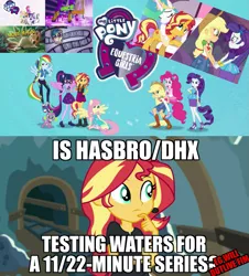 Size: 1079x1193 | Tagged: safe, derpibooru import, dhx media, edit, edited screencap, screencap, applejack, fluttershy, juniper montage, pinkie pie, princess celestia, rainbow dash, rarity, sci-twi, spike, spike the regular dog, sunset shimmer, twilight sparkle, alicorn, dog, earth pony, pony, unicorn, all the world's off stage, dance magic, equestria girls, equestria girls series, forgotten friendship, mirror magic, movie magic, rollercoaster of friendship, spoiler:eqg specials, best friends, blushing, clothes, converse, cute, equestria girls logo, female, film reel, forgiveness, hasbro, heartwarming, holding hands, hug, humane five, humane seven, humane six, image macro, impact font, intro, jackabetes, logo, mare, meme, momlestia, mouthpiece, pantyhose, photo, ponied up, raribetes, reconciliation, reunion, sad in hindsight, scitwilicorn, shipping fuel, shoes, smiling, sneakers, wings