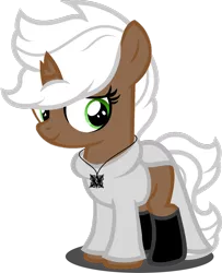 Size: 1280x1579 | Tagged: safe, artist:fletcherthehuntress, derpibooru import, oc, oc:emissos, pony, unicorn, broken horn, clothes, female, filly, jewelry, necklace, simple background, solo, transparent background, vector