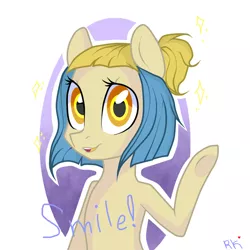 Size: 935x935 | Tagged: safe, artist:kilka-chan-yana, derpibooru import, oc, unofficial characters only, earth pony, semi-anthro, smiling, solo, sparkles
