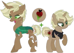 Size: 661x471 | Tagged: artist:superrosey16, derpibooru import, disguise, disguised changeling, magical lesbian spawn, male, oc, oc:candy apple, oc:rotting core, offspring, parent:mean applejack, parent:queen chrysalis, parents:chrysajack, safe, simple background, solo, transparent background, unofficial characters only