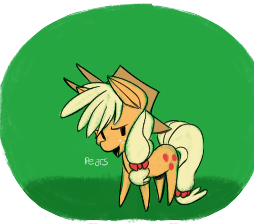 Size: 500x441 | Tagged: safe, artist:fauxsquared, derpibooru import, part of a set, applejack, earth pony, pony, cowboy hat, dishonorapple, female, freckles, hat, heresy, hilarious in hindsight, pearesy, pearjack, solo