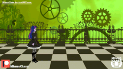 Size: 640x360 | Tagged: safe, artist:minusclass, derpibooru import, twilight sparkle, equestria girls, 2d, alice madness returns, animated, black dress, clothes, dress, female, gears, solo
