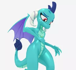 Size: 2000x1845 | Tagged: suggestive, artist:ghost reviews, deleted from derpibooru, derpibooru import, princess ember, thorax, changedling, changeling, dragon, 3d, belly, blender, claw, compassion, cute, dragon lord, dragon lord ember, dragoness, emberbetes, embrax, featureless crotch, female, giantess, hand, hug, interspecies, king thorax, looking down, macro, male, micro, shipping, size difference, stomach, straight, tail, tiny, wings