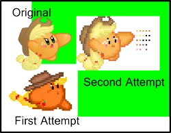 Size: 523x405 | Tagged: applejack, artist:jrk08004, crossover, derpibooru import, kirby, kirby applejack, kirby (character), kirbyfied, nintendo, pixel art, safe, simple background, species swap, sprite, transparent background, vector, video game