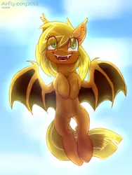 Size: 1500x2000 | Tagged: safe, artist:airfly-pony, derpibooru import, oc, oc:ember line, unofficial characters only, bat pony, bat ears, bat pony oc, bat wings, belly, belly button, cloud, cloudy sky, commission, cute, female, monster mare, rcf community, sketch, sky, smiling, solo, sunny, sunshine sunshine, teeth, wings
