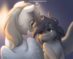 Size: 1762x1434 | Tagged: safe, artist:katputze, derpibooru import, oc, oc:kate, oc:kej, unofficial characters only, pegasus, pony, duo, eye contact, female, k+k, looking at each other, male, mare, race swap, stallion