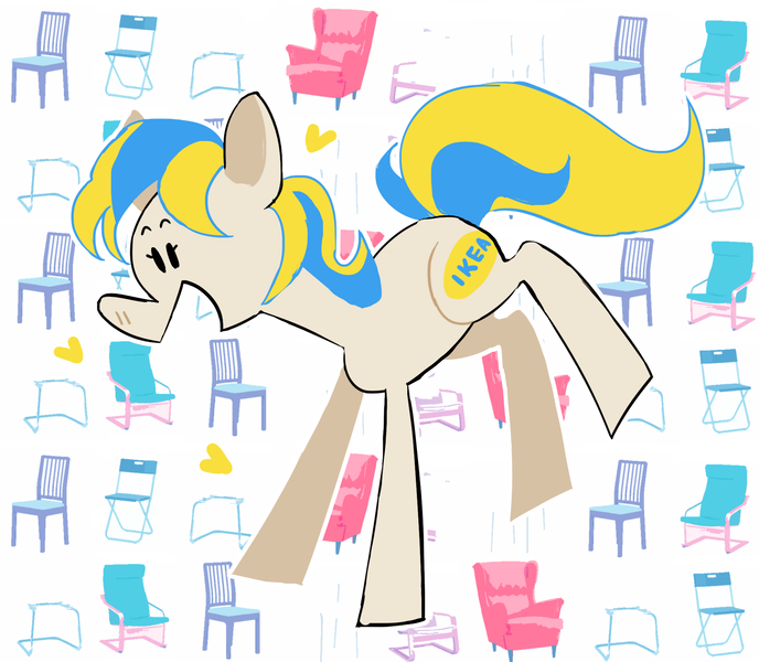 Size: 1960x1709 | Tagged: safe, artist:stevetwisp, derpibooru import, oc, oc:pia ikea, pony, chair, ikea, solo