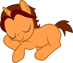 Size: 1257x1083 | Tagged: safe, artist:electrochoc, derpibooru import, oc, oc:peach cobbler, unofficial characters only, pony, unicorn, simple background, sleeping, solo, transparent background, vector