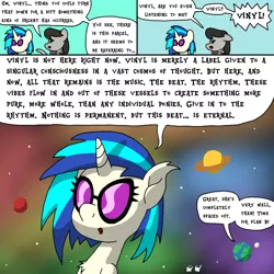 Size: 1000x1000 | Tagged: safe, artist:bjdazzle, derpibooru import, octavia melody, vinyl scratch, earth pony, pony, unicorn, comic:accidental transit guardians, atg 2018, bowtie, chibi, comic, dissociation, distracted, earth, existentialism, mars, monologue, moon, nebula, newbie artist training grounds, planet, saturn, space, stars, trance, zoned out