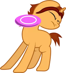 Size: 1304x1452 | Tagged: safe, artist:electrochoc, derpibooru import, oc, oc:peach cobbler, unofficial characters only, pony, unicorn, frisbee, male, meme, simple background, solo, transparent background, vector