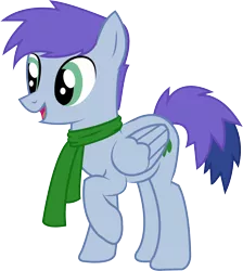 Size: 2011x2247 | Tagged: safe, artist:electrochoc, derpibooru import, oc, oc:raincloud drizzle, unofficial characters only, pegasus, pony, clothes, male, raised hoof, scarf, simple background, solo, transparent background, vector