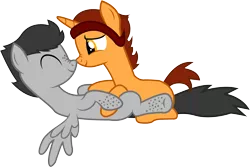 Size: 14666x9801 | Tagged: safe, artist:electrochoc, derpibooru import, oc, oc:mrdeloop, oc:peach cobbler, pegasus, pony, unicorn, absurd resolution, freckles, gay, male, nuzzling, simple background, transparent background, vector