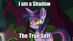 Size: 960x540 | Tagged: safe, derpibooru import, edit, edited edit, edited screencap, screencap, twilight sparkle, twilight sparkle (alicorn), alicorn, pony, image macro, meme, persona, persona 2, persona 3, persona 4, reference, shadow, shin megami tensei