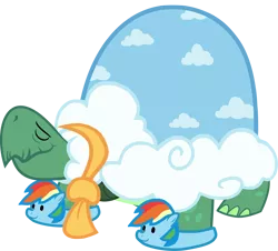 Size: 2644x2385 | Tagged: artist:shutterflyeqd, clothes, dashie slippers, derpibooru import, eyes closed, male, rainbow dash, safe, scarf, simple background, slippers, solo, tank, tanks for the memories, tortoise, transparent background, vector