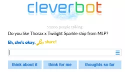 Size: 375x218 | Tagged: chat, cleverbot, derpibooru import, female, implied straight, male, meme, safe, shipping, straight, text, thorax, twilight sparkle, twirax