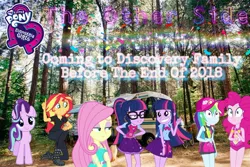 Size: 2041x1361 | Tagged: safe, artist:huntercwalls, derpibooru import, editor:huntercwalls, fluttershy, rainbow dash, sci-twi, starlight glimmer, sunset shimmer, twilight sparkle, twilight sparkle (alicorn), alicorn, unicorn, all the world's off stage, equestria girls, equestria girls (movie), equestria girls series, forgotten friendship, movie magic, to where and back again, spoiler:eqg specials, clothes, equestria girls logo, female, forest, geode of sugar bombs, geode of super speed, geode of telekinesis, magical geodes, poster, swimsuit, twolight