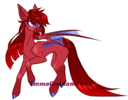 Size: 2788x2186 | Tagged: safe, artist:immagoddampony, derpibooru import, oc, oc:red aesthetics, bat pony, pony, female, mare, simple background, solo, tongue out, transparent background