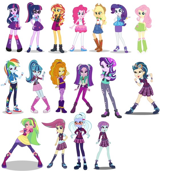 Size: 3054x3072 | Tagged: safe, artist:makerboy10, derpibooru import, adagio dazzle, applejack, aria blaze, fluttershy, indigo zap, lemon zest, pinkie pie, rainbow dash, rarity, sci-twi, sonata dusk, sour sweet, starlight glimmer, sugarcoat, sunny flare, sunset shimmer, twilight sparkle, dance magic, equestria girls, equestria girls series, friendship games, mirror magic, rainbow rocks, spoiler:eqg specials, clothes, converse, humane eight, humane five, humane seven, humane six, shadow five, shoes, skirt, the dazzlings