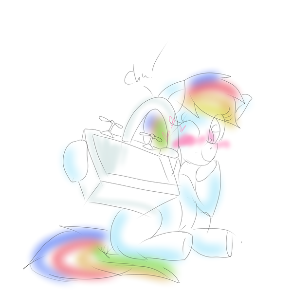 Size: 4800x4800 | Tagged: absurd resolution, artist:organizednubmarilyn, blushing, cargo ship, derpibooru import, kissing, kitchen sink, rainbow dash, rainbowsink, safe, shipping