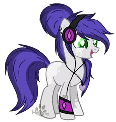 Size: 873x916 | Tagged: safe, artist:mintoria, artist:space--paws0w0, derpibooru import, oc, oc:roadwork track, unofficial characters only, earth pony, pony, armband, base used, coat markings, ear piercing, earring, female, headphones, ipod, jewelry, mare, necklace, piercing, simple background, socks (coat marking), solo, tongue out, transparent background