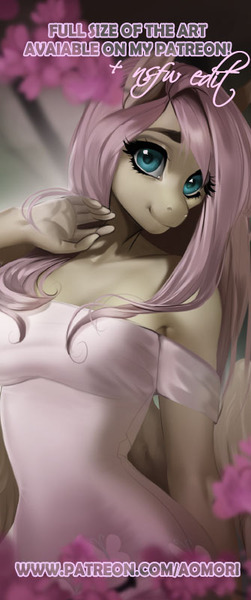 Size: 335x800 | Tagged: advertisement, anthro, artist:aonikaart, clothes, derpibooru import, female, fluttershy, misspelling, patreon, patreon preview, safe, solo, text