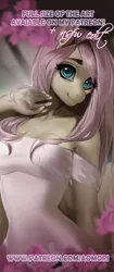 Size: 335x800 | Tagged: advertisement, anthro, artist:aonikaart, clothes, derpibooru import, female, fluttershy, misspelling, patreon, patreon preview, safe, solo, text