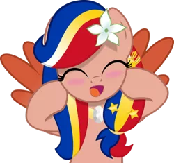 Size: 600x564 | Tagged: safe, artist:jhayarr23, derpibooru import, oc, oc:pearl shine, ponified, unofficial characters only, pegasus, pony, accessories, blushing, cute, eyes closed, female, mare, nation ponies, ocbetes, open mouth, philippines, simple background, smiling, solo, transparent background, vector