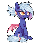 Size: 150x150 | Tagged: safe, artist:doekitty, derpibooru import, oc, oc:moon sugar, unofficial characters only, bat pony, animated, bat pony oc, bedroom eyes, cute, eyeshadow, makeup, simple background, sitting, smiling, solo, transparent background
