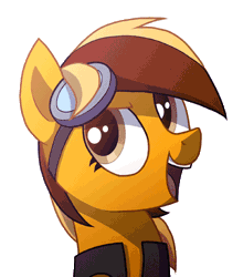 Size: 400x454 | Tagged: safe, artist:wingedwolf94, deleted from derpibooru, derpibooru import, oc, unnamed oc, unofficial characters only, animated, bust, female, frame by frame, gif, goggles, icon, mare, one eye closed, portrait, simple background, smiling, solo, transparent background, wink, ych result