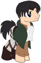 Size: 1580x2404 | Tagged: safe, artist:leanne264, derpibooru import, ponified, earth pony, pony, attack on titan, clothes, levi ackerman, male, simple background, solo, stallion, transparent background
