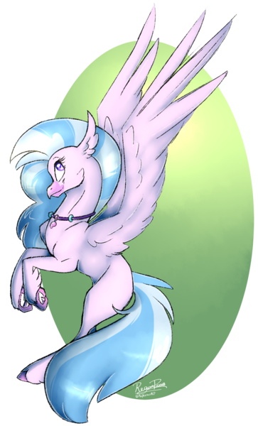 Size: 1023x1691 | Tagged: safe, artist:mapleiciousmlp, derpibooru import, silverstream, classical hippogriff, hippogriff, female, jewelry, looking at you, necklace, simple background, solo, transparent background