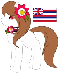 Size: 672x820 | Tagged: safe, artist:cosmicwitchadopts, derpibooru import, ponified, earth pony, pony, female, flower, flower in hair, hawaii, mare, nation ponies, simple background, solo, transparent background
