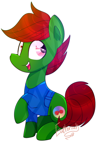 Size: 741x1069 | Tagged: safe, artist:lynchristina, derpibooru import, oc, oc:pastel dice, unofficial characters only, earth pony, pony, digital art, male, open mouth, raised hoof, signature, simple background, sitting, smiling, solo, stallion, transparent background