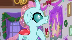 Size: 1280x720 | Tagged: safe, derpibooru import, screencap, ocellus, changedling, changeling, the hearth's warming club, cute, diaocelles, smiling, solo