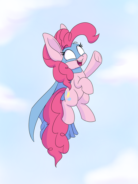 Size: 1800x2400 | Tagged: safe, artist:heir-of-rick, derpibooru import, pinkie pie, earth pony, pony, cape, chalkzone, clothes, female, mare, mask, snaponka, snappy pie, solo, superhero