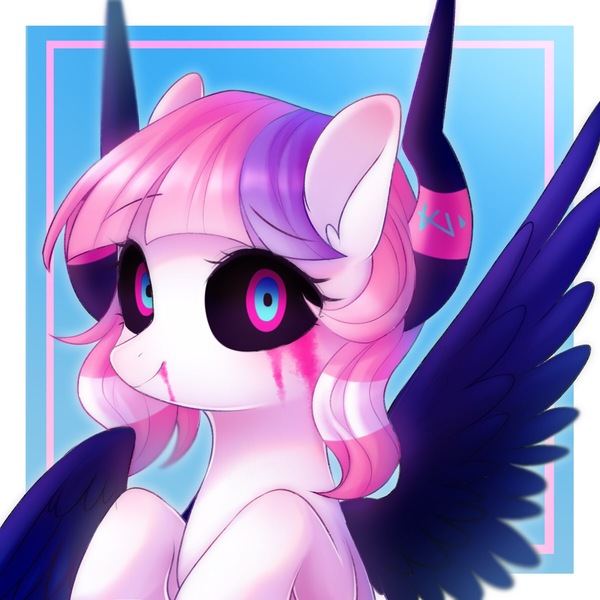 Size: 1800x1800 | Tagged: safe, artist:leafywind, derpibooru import, oc, unofficial characters only, pegasus, pony, black sclera, female, looking at you, mare, smiling, solo