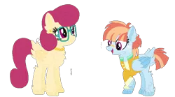 Size: 840x468 | Tagged: safe, artist:bezziie, derpibooru import, posey shy, windy whistles, pony, alternate design, clothes, simple background, transparent background