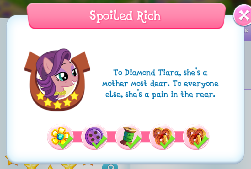 Size: 1439x968 | Tagged: safe, derpibooru import, spoiled rich, earth pony, pony, female, gameloft, mare, rhyme