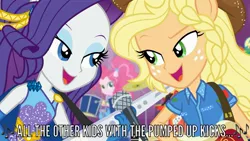 Size: 1920x1080 | Tagged: safe, deleted from derpibooru, derpibooru import, screencap, applejack, pinkie pie, rarity, equestria girls, equestria girls series, rollercoaster of friendship, foster the people, photo booth, ponied up, pumped up kicks, singing, song reference