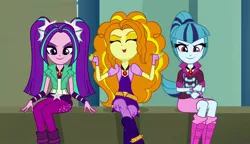 Size: 1280x738 | Tagged: safe, derpibooru import, screencap, adagio dazzle, aria blaze, sonata dusk, equestria girls, rainbow rocks, gem, jewelry, necklace, screenshots, siren gem, the dazzlings