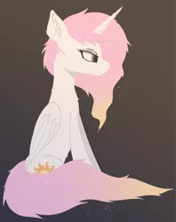 Size: 1369x1728 | Tagged: alicorn, alternate hairstyle, alternate version, artist:pinkberry, derpibooru import, female, gradient background, gradient mane, lineless, pink-mane celestia, princess celestia, safe, solo