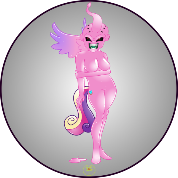 Size: 5000x5000 | Tagged: absurd resolution, anthro, artist:lakword, breasts, buu, creepy, derpibooru import, featureless breasts, female, goo, joke, living latex, nudity, princess cadance, simple background, solo, standing, suggestive, transparent background, trolling, why